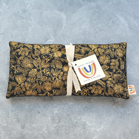 Weighted Eye Pillow in Golden Primavera Floral on Black