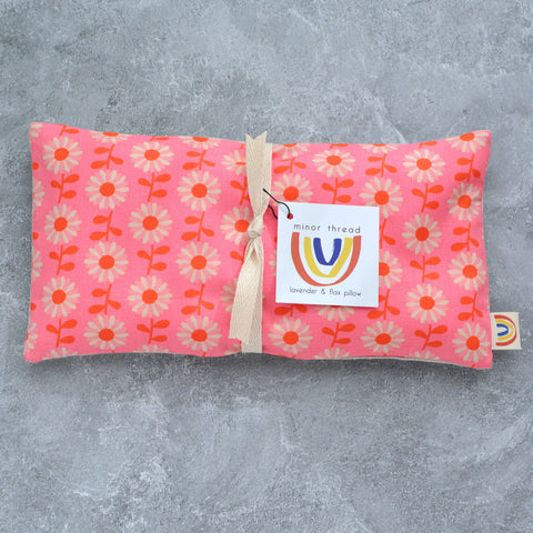 Weighted Eye Pillow in Field of Flowers Sorbet Pink Cotton