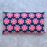 Heart Flowers in Navy Canvas Weighted Eye Pillow