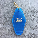 Key Tag - Hella Feminist in Translucent Blue