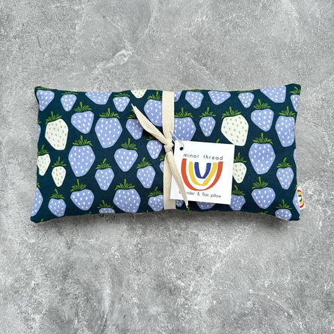 Weighted Eye Pillow in Giant Blue Strawberries Cotton