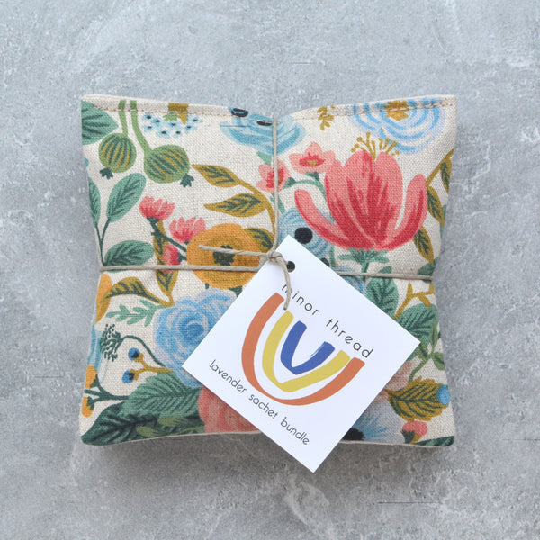 Garden Party Blue Canvas Lavender Sachet Bundle