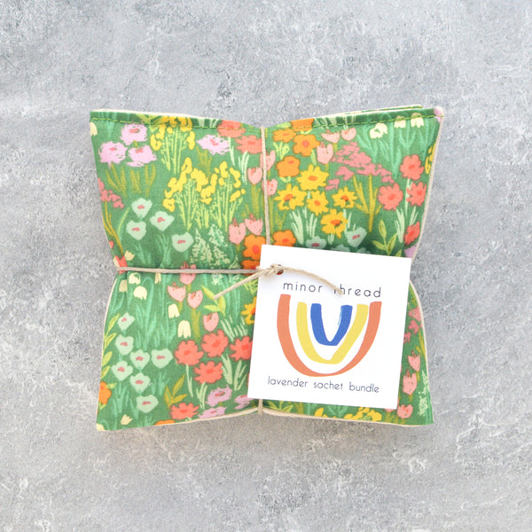 Green Floral Garden Lavender Sachet Bundle