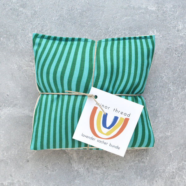 Blue & Greeen Wavy Stripes Lavender Sachet Bundle