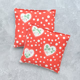 Polka Dot Hearts on Red Cotton Lavender Sachet Bundle