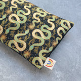 Weighted Eye Pillow in Gilded Snakes Black and Gold Cotton