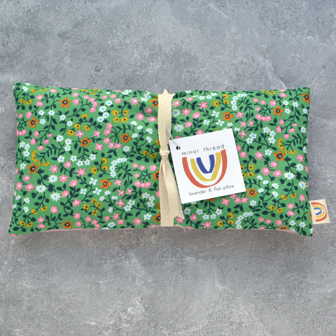 Weighted Eye Pillow in Grass Green Tiny Floral Cotton