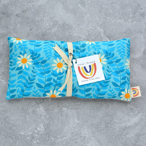 Weighted Eye Pillow in Flowerland Daisy Turquoise Cotton