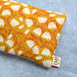Weighted Eye Pillow in Floral Vine in Golden Yellow Cotton