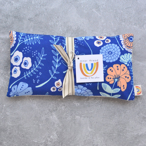 Royal Blue Floral Weighted Eye Pillow Hot Cold Therapy