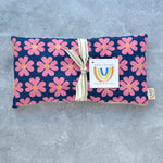 Heart Flowers in Navy Canvas Weighted Eye Pillow