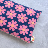 Heart Flowers in Navy Canvas Weighted Eye Pillow