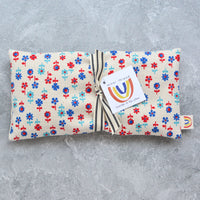 Scandi Floral Linen in Red and Blue Weighted Eye Pillow