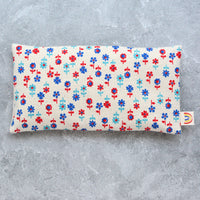 Scandi Floral Linen in Red and Blue Weighted Eye Pillow