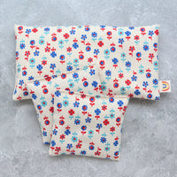 Scandi Floral Linen in Red and Blue Weighted Eye Pillow