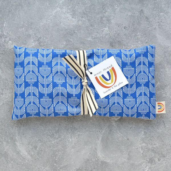 Oversized Eye Pillow - Scandi Tulips in Cobalt Blue