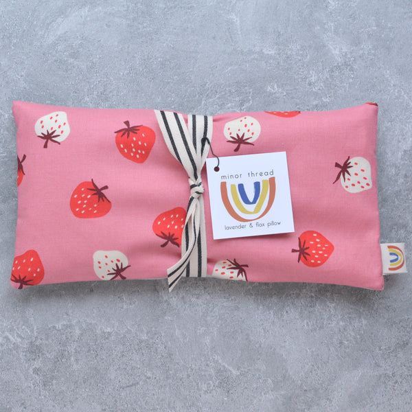 Ripe Strawberries Pink Cotton Weighted Eye Pillow
