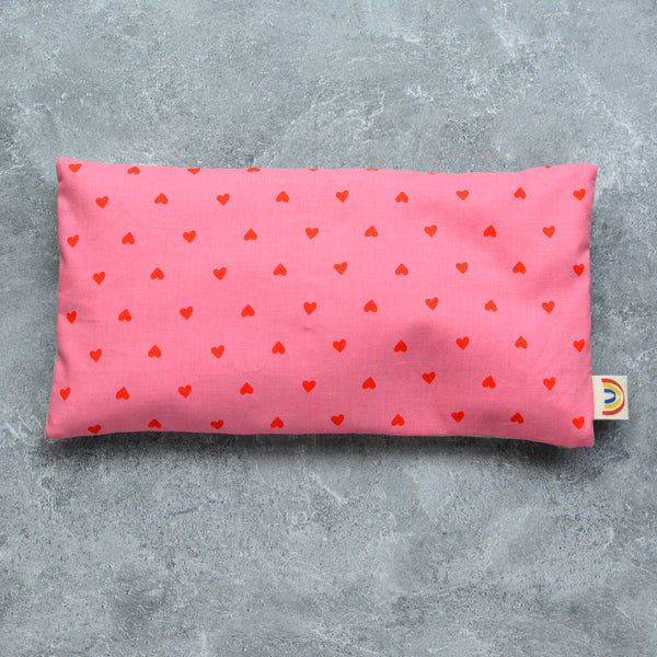 Red Hearts on Pink Cotton Weighted Eye Pillow