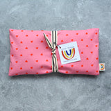 Red Hearts on Pink Cotton Weighted Eye Pillow