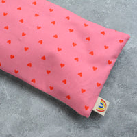 Red Hearts on Pink Cotton Weighted Eye Pillow