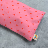 Red Hearts on Pink Cotton Weighted Eye Pillow