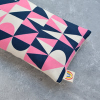 Weighted Eye Pillow in Pink and Navy Building Blocks Cotton