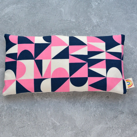 Weighted Eye Pillow in Pink and Navy Building Blocks Cotton
