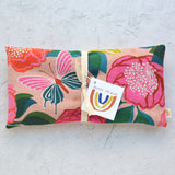 Stay Gold Floral in Pink Linen Canvas Oversized Eye Pillow