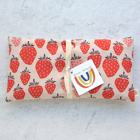 Giant Strawberries Natural Canvas Oversized Eye Pillow
