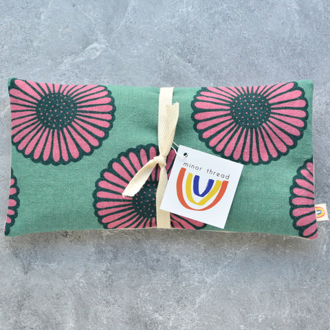 Weighted Eye Pillow in Soft Aqua African Daisy Canvas