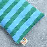 Weighted Eye Pillow in Green and Blue Cabana Stripe Cotton